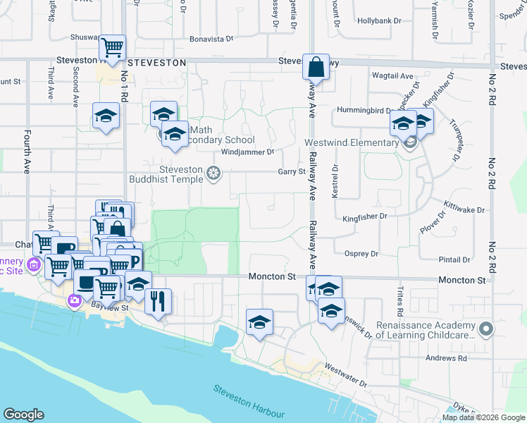 map of restaurants, bars, coffee shops, grocery stores, and more near 11891 Dunavon Place in Richmond