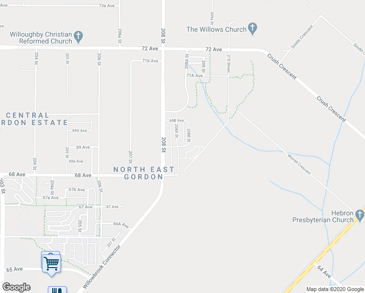 map of restaurants, bars, coffee shops, grocery stores, and more near 20840 69 Avenue in Langley