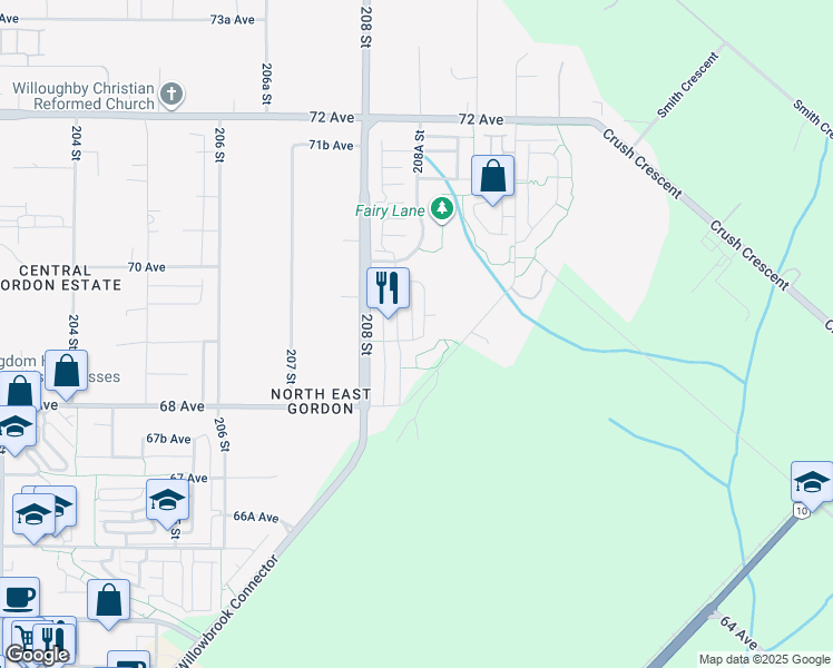 map of restaurants, bars, coffee shops, grocery stores, and more near in Langley