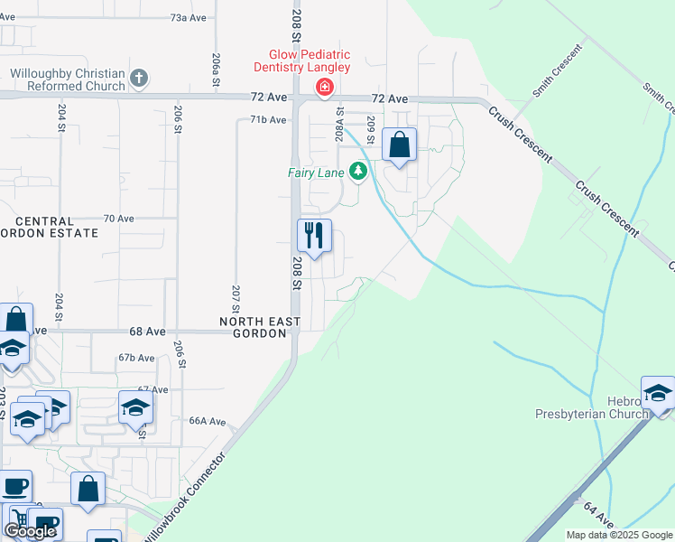 map of restaurants, bars, coffee shops, grocery stores, and more near in Langley