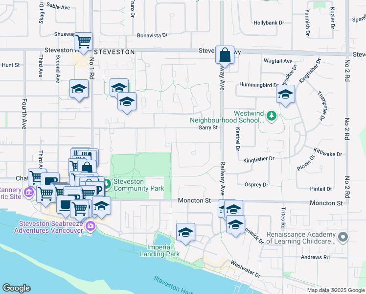 map of restaurants, bars, coffee shops, grocery stores, and more near 4682 Dunfell Road in Richmond
