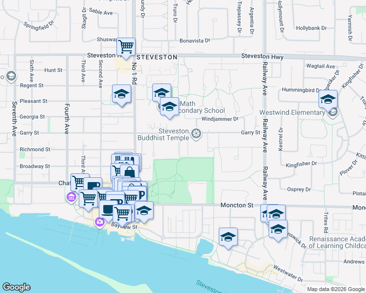 map of restaurants, bars, coffee shops, grocery stores, and more near 11766 Fentiman Place in Richmond