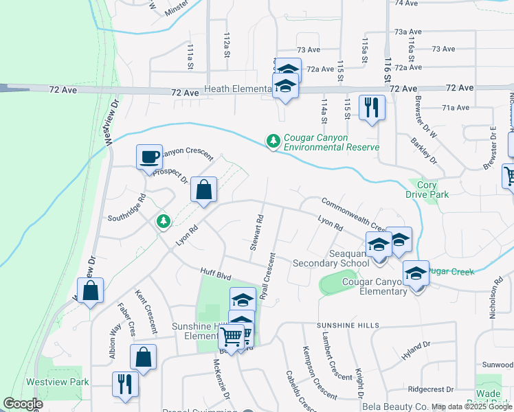 map of restaurants, bars, coffee shops, grocery stores, and more near 11298 Lyon Road in Delta