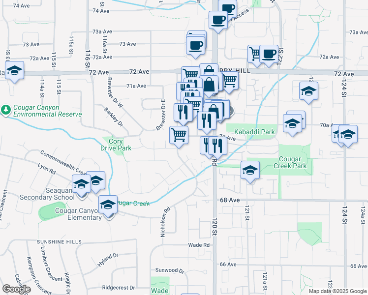 map of restaurants, bars, coffee shops, grocery stores, and more near in Delta