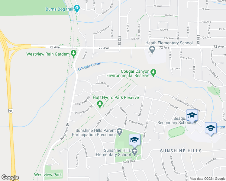 map of restaurants, bars, coffee shops, grocery stores, and more near 11162 Prospect Drive in Delta