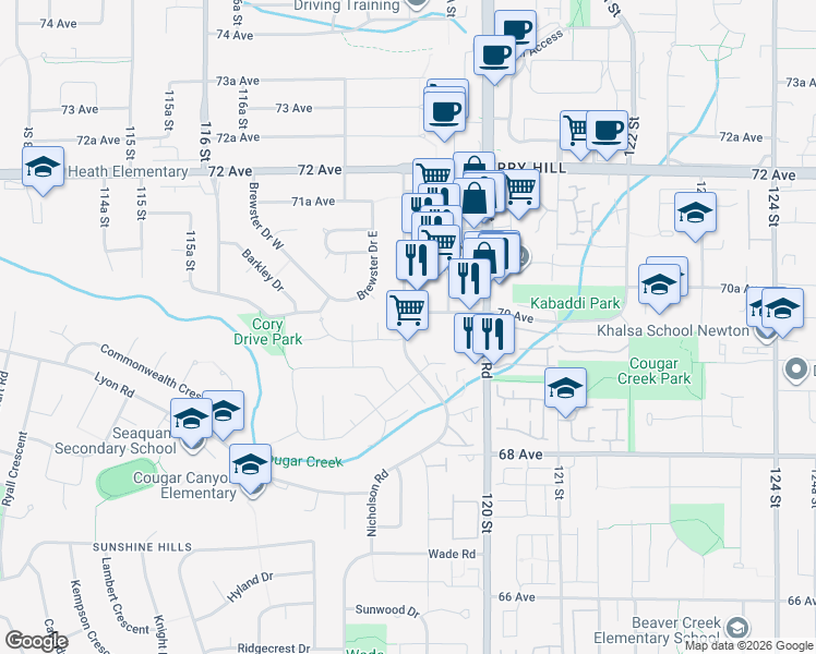 map of restaurants, bars, coffee shops, grocery stores, and more near in Delta