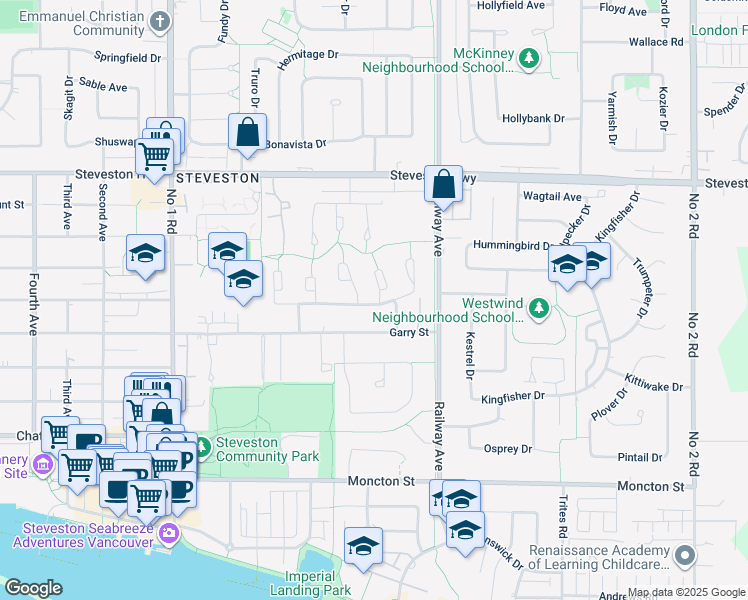 map of restaurants, bars, coffee shops, grocery stores, and more near 11371 Frigate Court in Richmond
