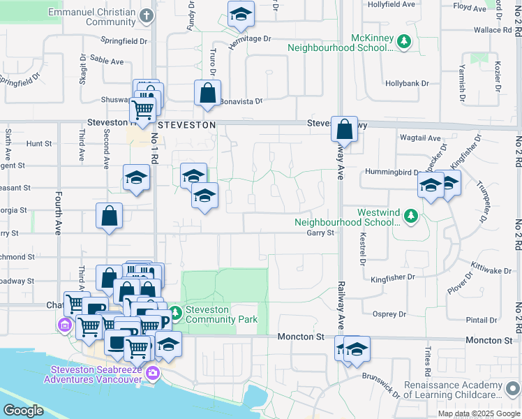 map of restaurants, bars, coffee shops, grocery stores, and more near 4471 Windjammer Drive in Richmond