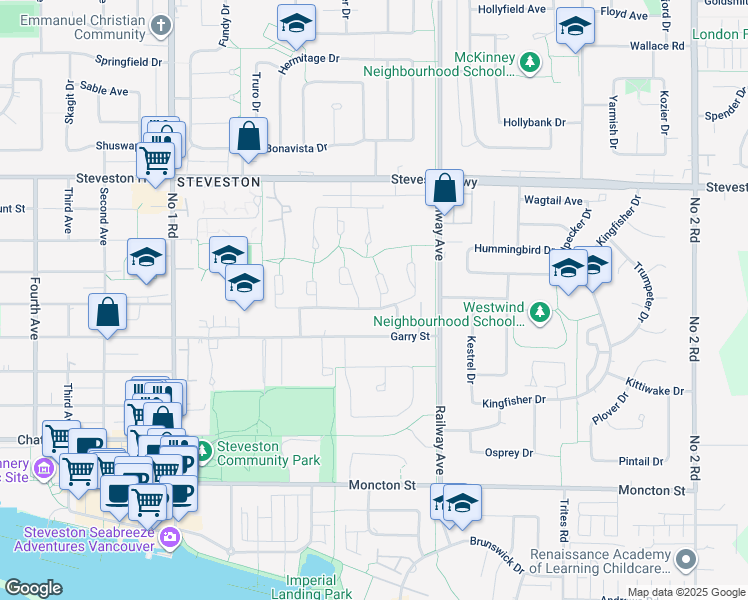 map of restaurants, bars, coffee shops, grocery stores, and more near 11351 Frigate Court in Richmond