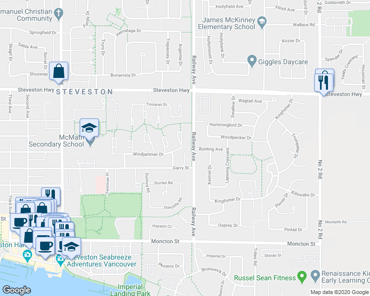 map of restaurants, bars, coffee shops, grocery stores, and more near 11380 Schooner Court in Richmond