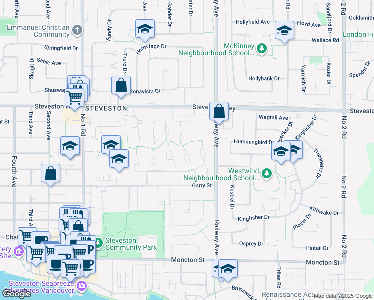 map of restaurants, bars, coffee shops, grocery stores, and more near 11200 Frigate Court in Richmond