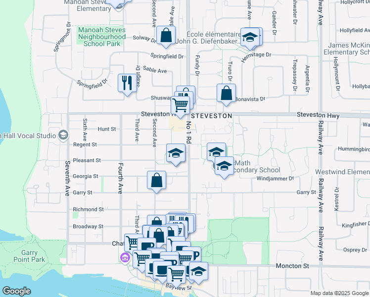 map of restaurants, bars, coffee shops, grocery stores, and more near 3960 Regent Street in Richmond