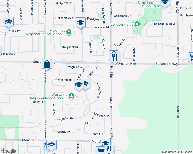 map of restaurants, bars, coffee shops, grocery stores, and more near 5820 Sandpiper Court in Richmond