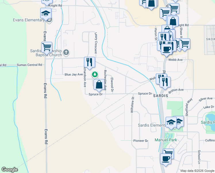 map of restaurants, bars, coffee shops, grocery stores, and more near 7142 Rochester Avenue in Chilliwack