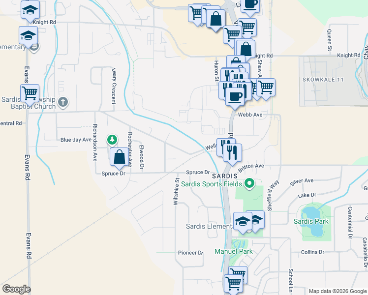 map of restaurants, bars, coffee shops, grocery stores, and more near 45558 Wells Road in Chilliwack