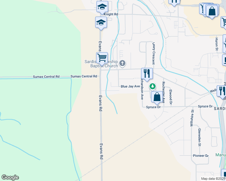 map of restaurants, bars, coffee shops, grocery stores, and more near 45100 Blue Jay Avenue in Chilliwack