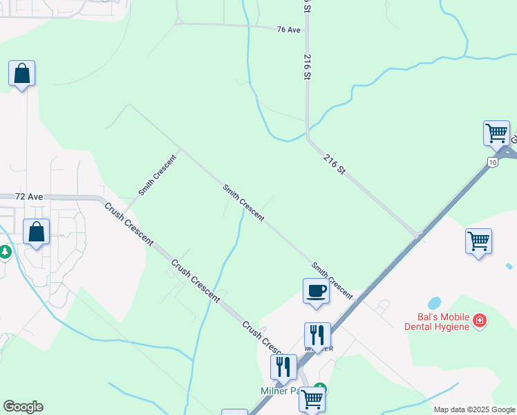 map of restaurants, bars, coffee shops, grocery stores, and more near 21479 Smith Crescent in Langley