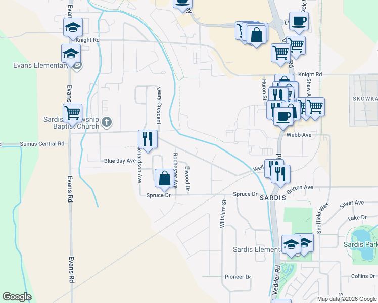 map of restaurants, bars, coffee shops, grocery stores, and more near in Chilliwack