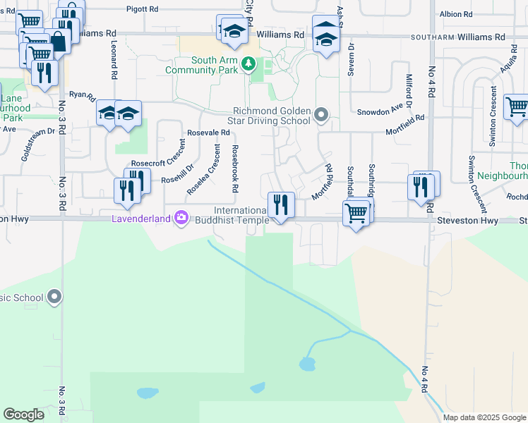 map of restaurants, bars, coffee shops, grocery stores, and more near in Richmond