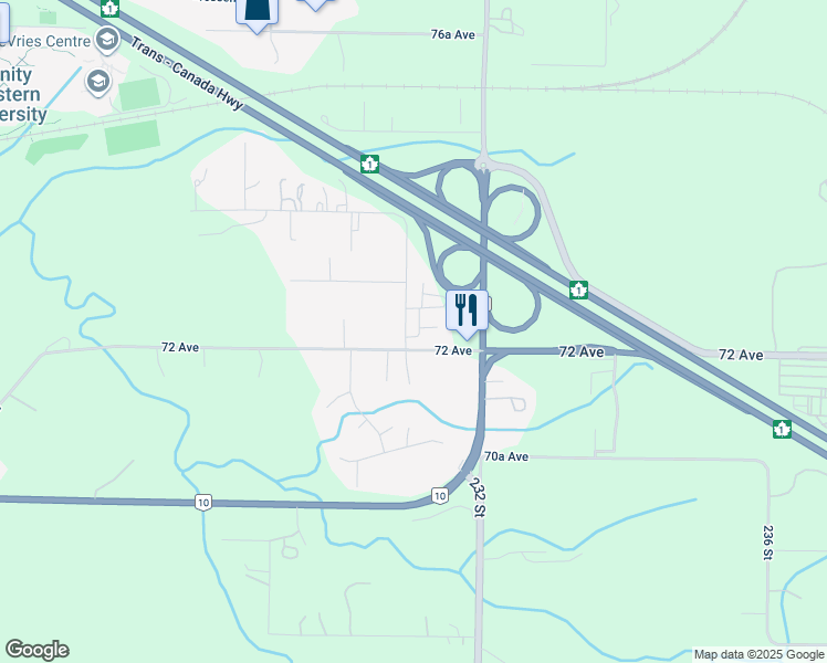 map of restaurants, bars, coffee shops, grocery stores, and more near 23141 72 Avenue in Langley Township