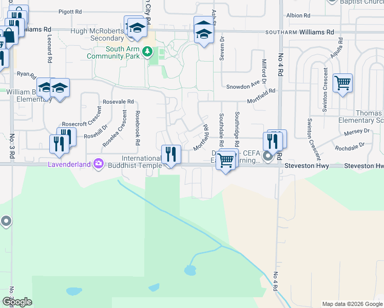map of restaurants, bars, coffee shops, grocery stores, and more near 10960 Mortfield Gate in Richmond