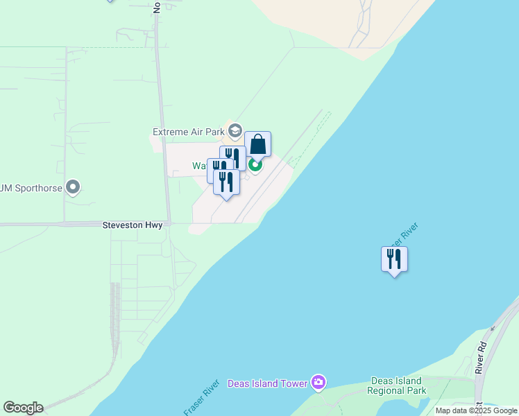 map of restaurants, bars, coffee shops, grocery stores, and more near 14088 Riverport Way in Richmond