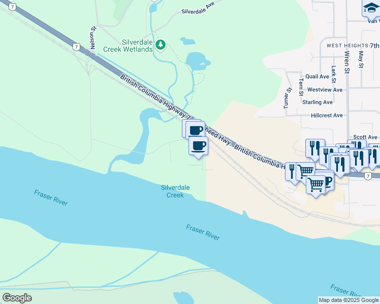 map of restaurants, bars, coffee shops, grocery stores, and more near 31510 Gill Avenue in Mission