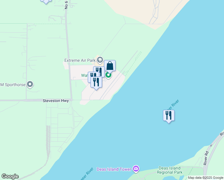 map of restaurants, bars, coffee shops, grocery stores, and more near 14088 Riverport Way in Richmond