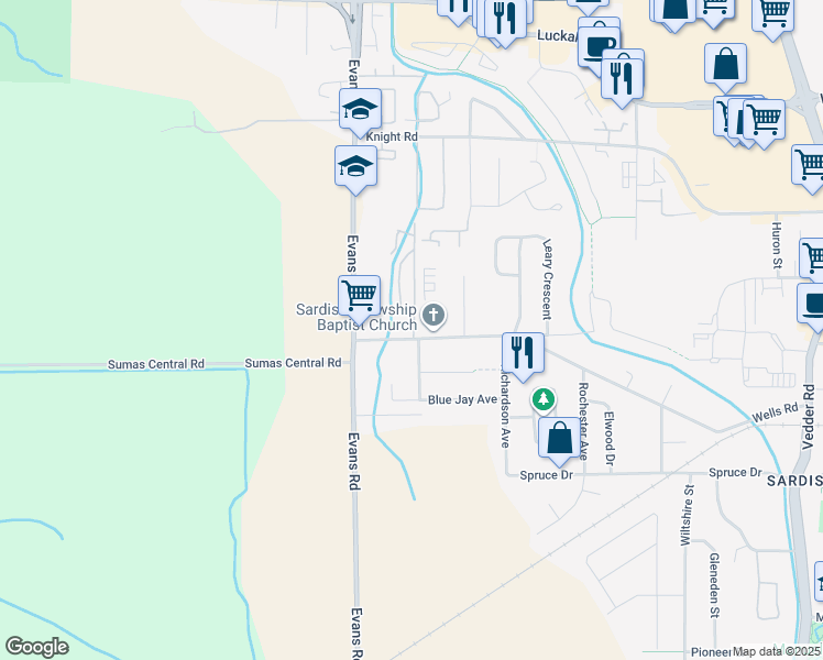 map of restaurants, bars, coffee shops, grocery stores, and more near in Chilliwack