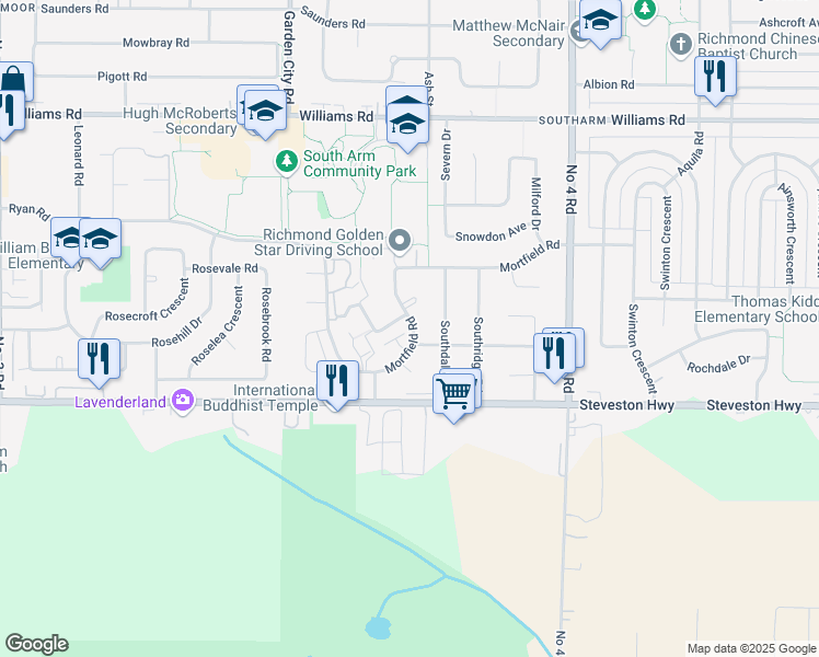 map of restaurants, bars, coffee shops, grocery stores, and more near in Richmond