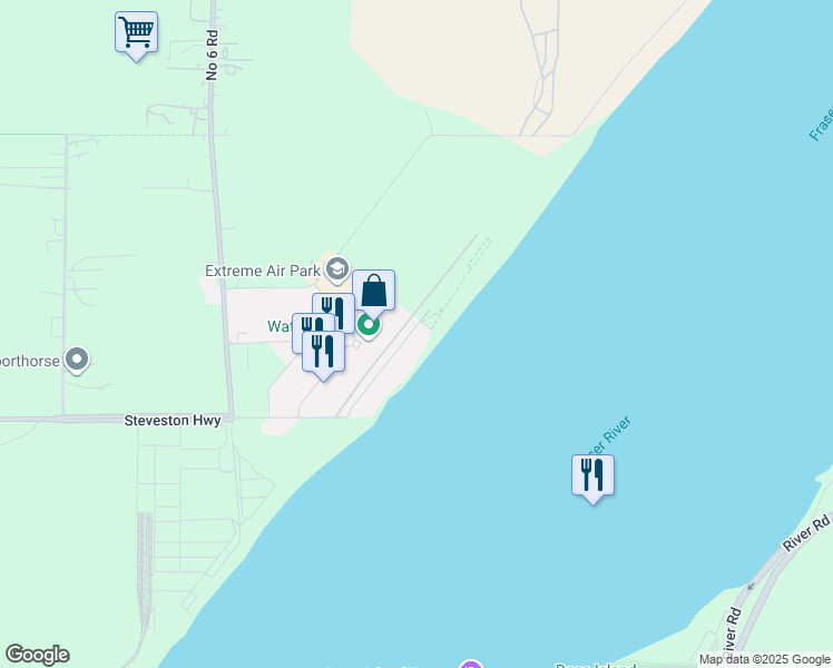 map of restaurants, bars, coffee shops, grocery stores, and more near 14300 Riverport Way in Richmond