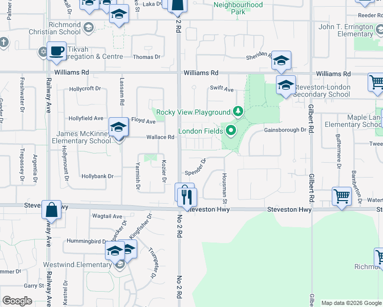 map of restaurants, bars, coffee shops, grocery stores, and more near 6251 Dylan Place in Richmond
