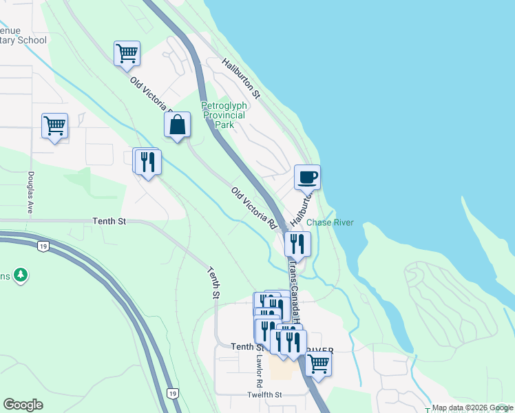 map of restaurants, bars, coffee shops, grocery stores, and more near in Nanaimo