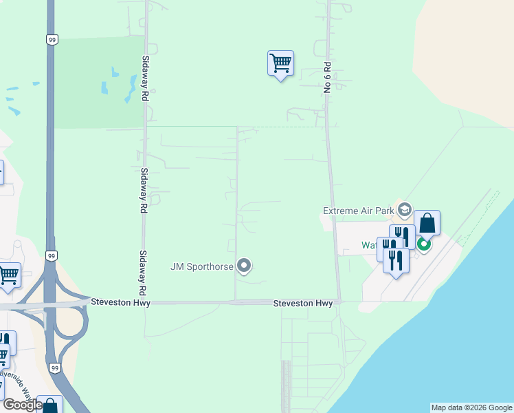 map of restaurants, bars, coffee shops, grocery stores, and more near 10340 Palmberg Road in Richmond