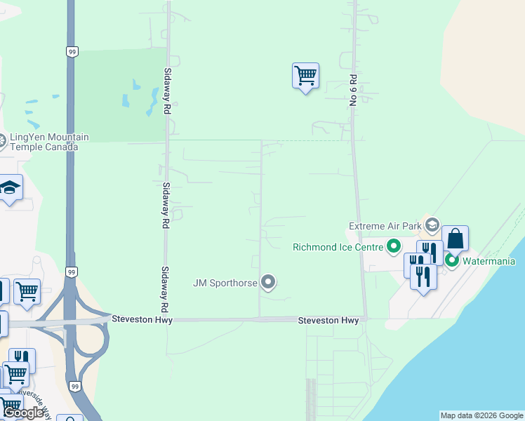 map of restaurants, bars, coffee shops, grocery stores, and more near 10300 Palmberg Road in Richmond
