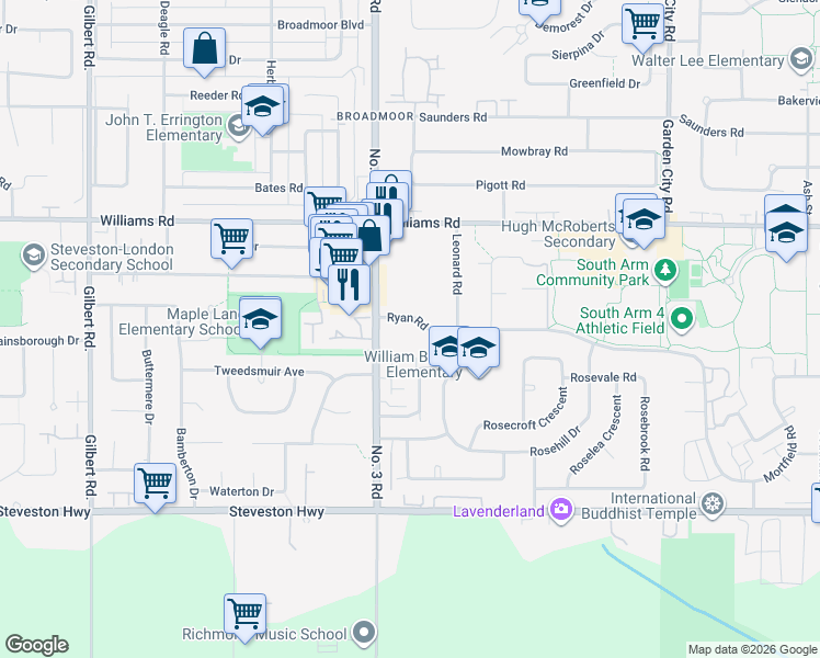 map of restaurants, bars, coffee shops, grocery stores, and more near in Richmond