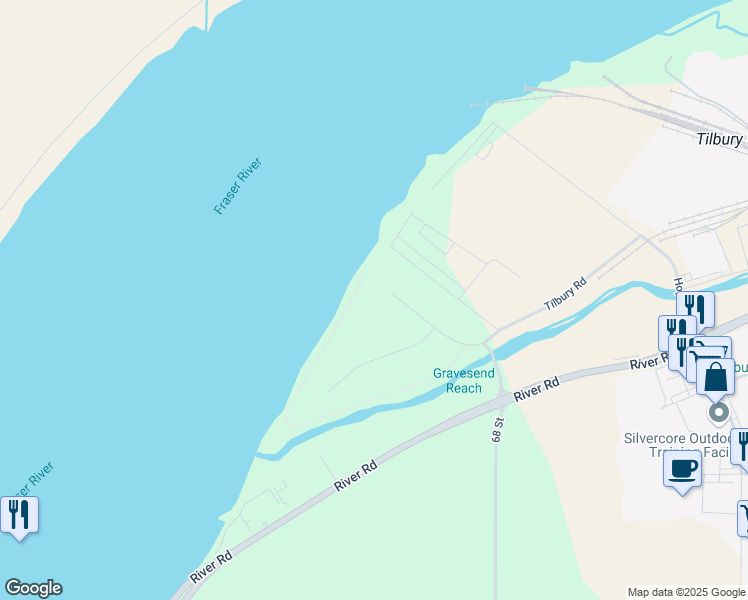 map of restaurants, bars, coffee shops, grocery stores, and more near 7621 Macdonald Road in Delta