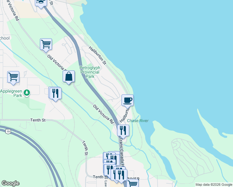map of restaurants, bars, coffee shops, grocery stores, and more near 1000 Chase River Road in Nanaimo
