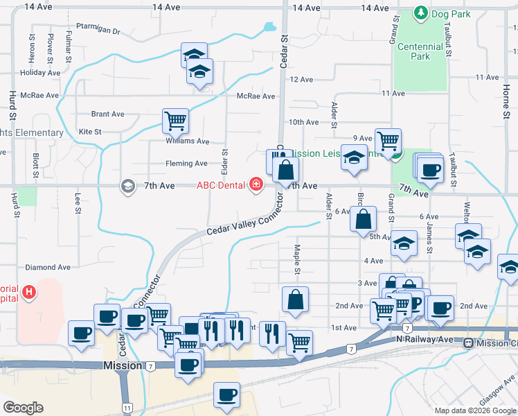 map of restaurants, bars, coffee shops, grocery stores, and more near in Mission