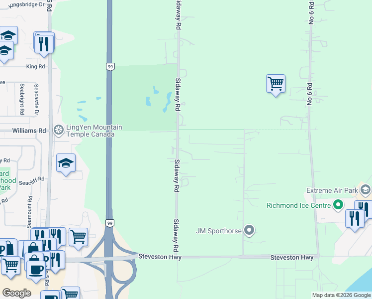 map of restaurants, bars, coffee shops, grocery stores, and more near 10120 Sidaway Road in Richmond