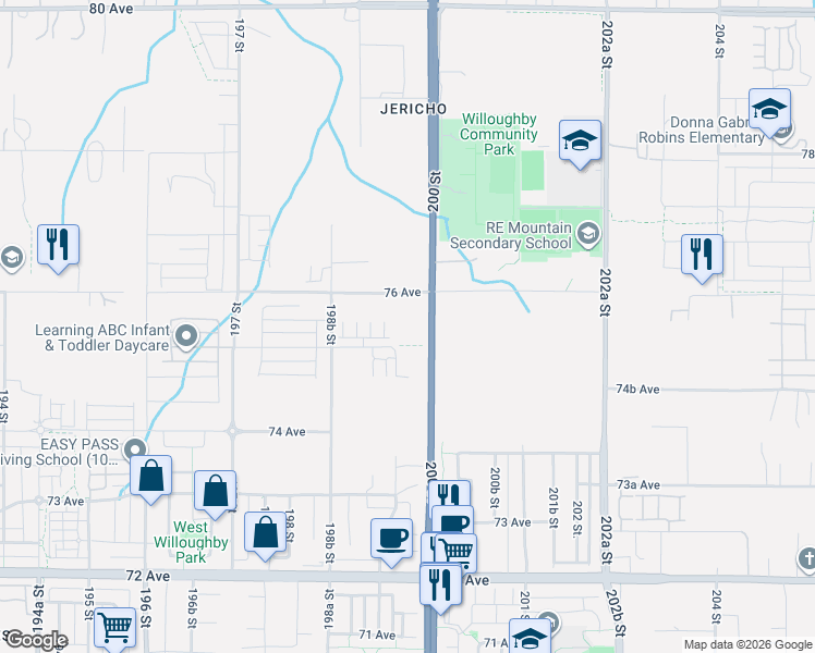 map of restaurants, bars, coffee shops, grocery stores, and more near in Langley Township