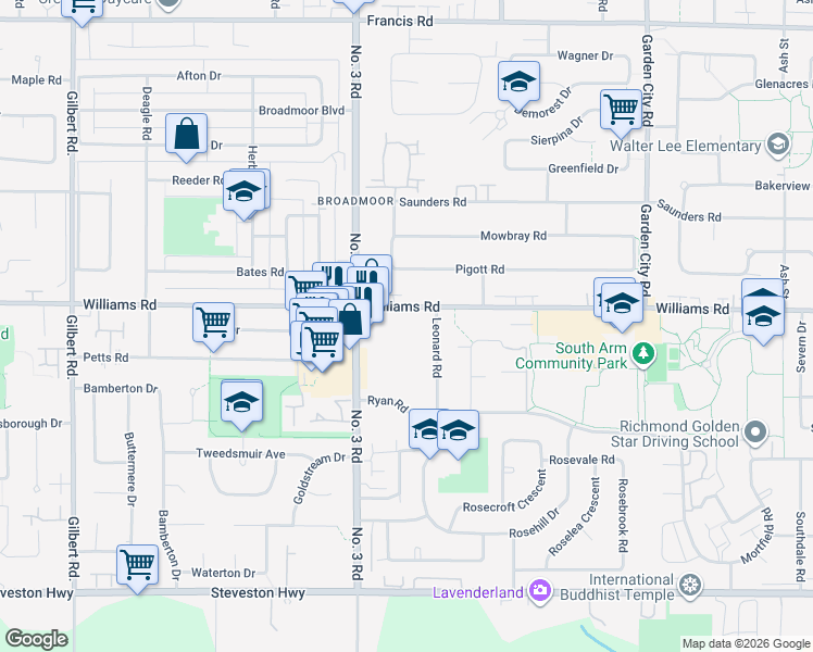 map of restaurants, bars, coffee shops, grocery stores, and more near 8151 Ryan Road in Richmond