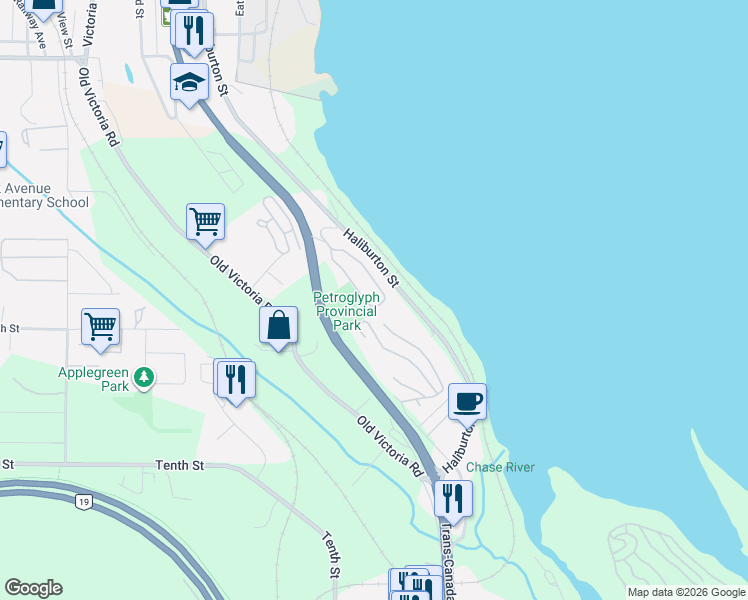 map of restaurants, bars, coffee shops, grocery stores, and more near 1012 Highview Terrace in Nanaimo