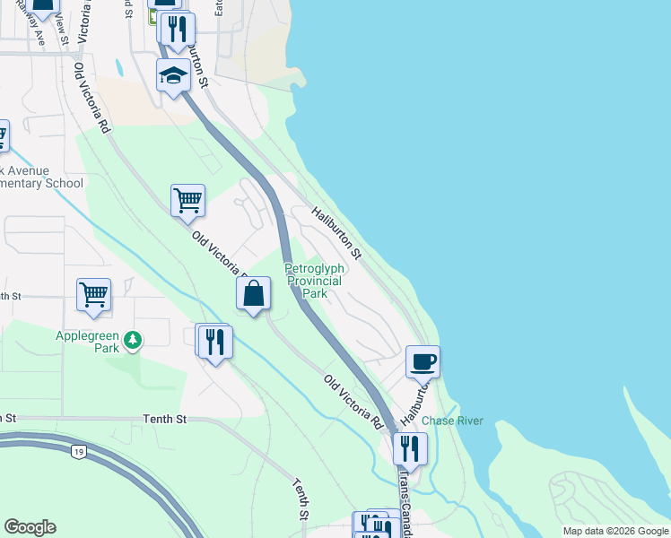 map of restaurants, bars, coffee shops, grocery stores, and more near 1012 Highview Terrace in Nanaimo