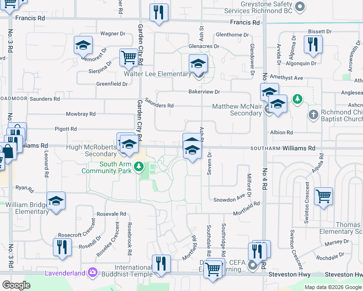 map of restaurants, bars, coffee shops, grocery stores, and more near in Richmond