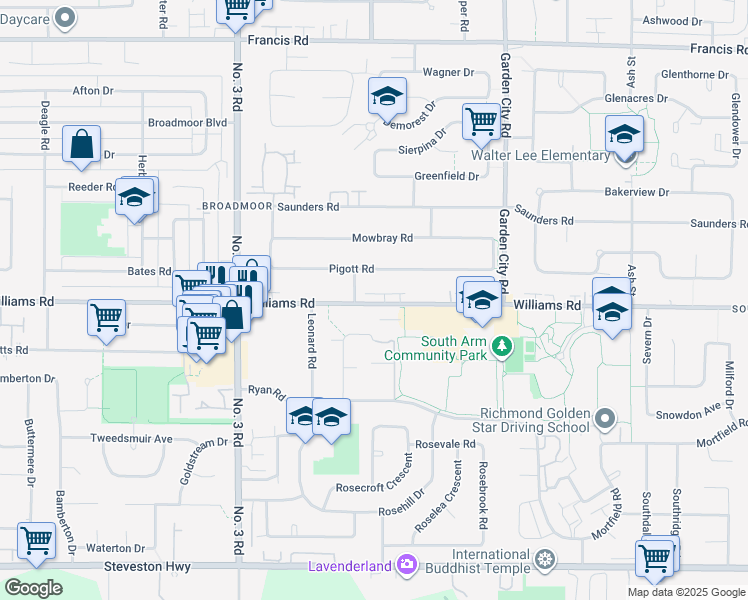 map of restaurants, bars, coffee shops, grocery stores, and more near 11 Williams Road in Richmond