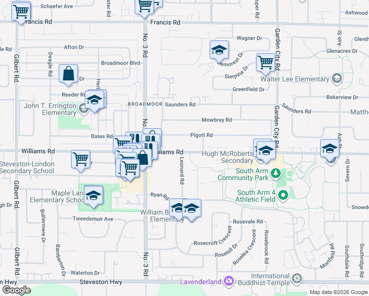 map of restaurants, bars, coffee shops, grocery stores, and more near in Richmond