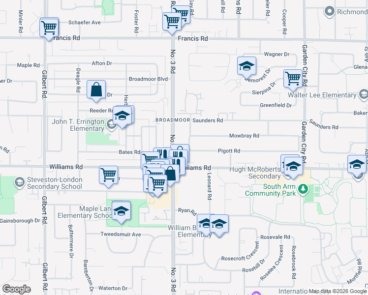 map of restaurants, bars, coffee shops, grocery stores, and more near 8120 Pigott Road in Richmond