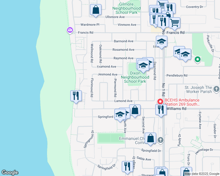 map of restaurants, bars, coffee shops, grocery stores, and more near 9480 Chapmond Crescent in Richmond