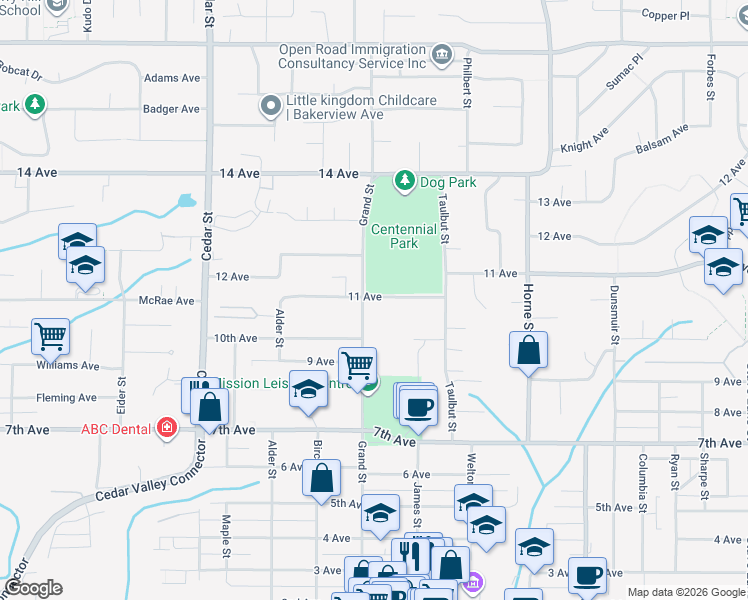map of restaurants, bars, coffee shops, grocery stores, and more near 7790 Grand Street in Mission